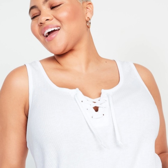 Old Navy Rib-Knit Lace-Up Swing Tank Top - Picture 2 of 6